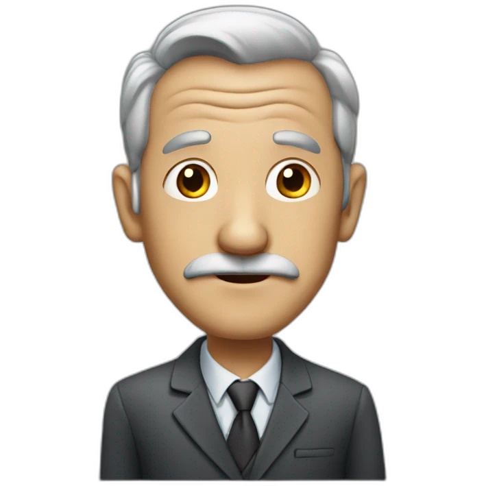 OLD MAN, SQUARE FACE,BIG NOSE, gray hair, suit emoji