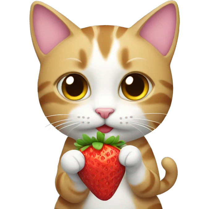 cat holding a strawberry emoji