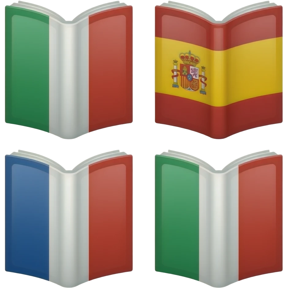 english spanish french italian books emoji