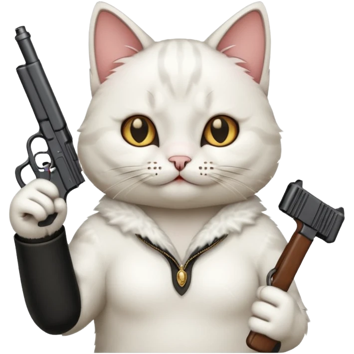 Make a cat holding up the middle finger with a gun emoji