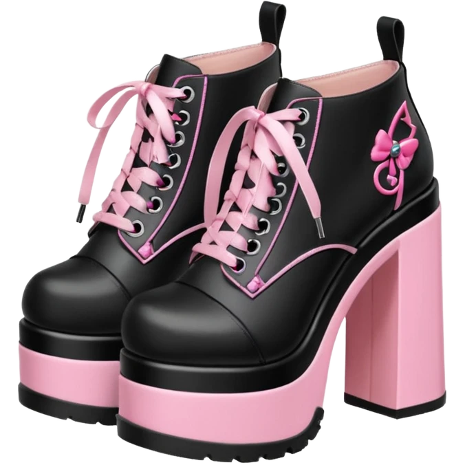 BLACKPINK-inspired gothic shoes, no hearts, black and pink, cute  emoji