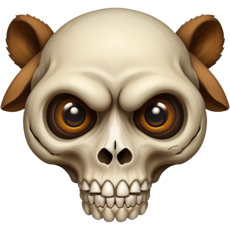 An animal creature-beast-hybrid, a partial skull caps its head, hollow eye sockets staring above its living gaze (full body) emoji