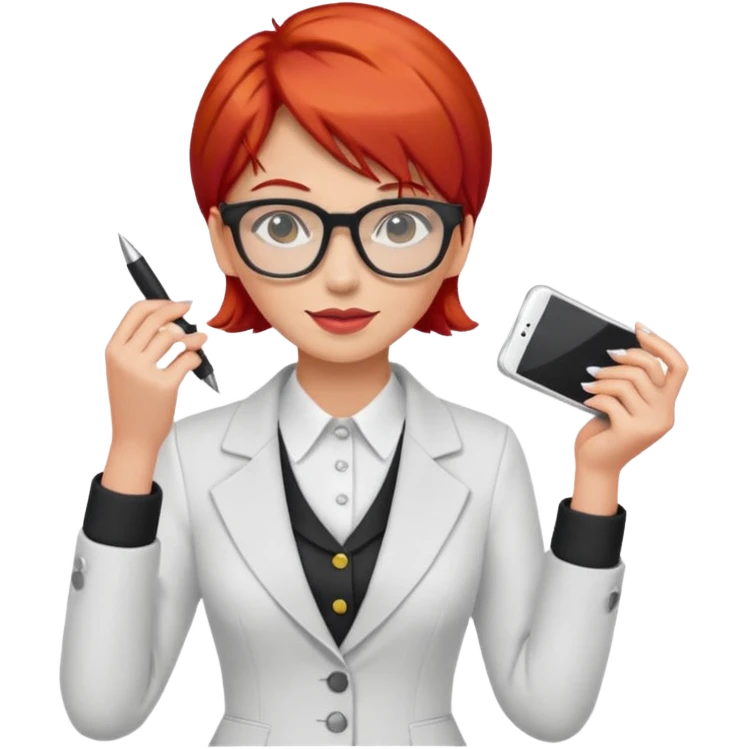 tailor woman with red hair and glasses emoji