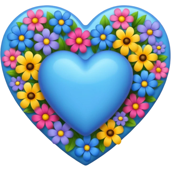 blue heart and flowers emoji