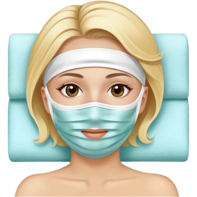Lady with face mask spa beauty full face relaxing with blonde hair emoji