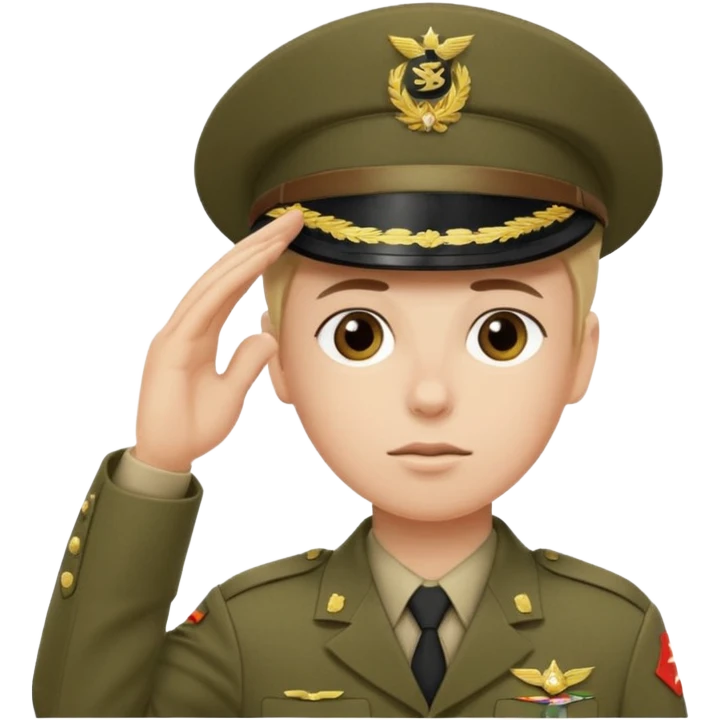 Soldat in uniform der salotiert und den Buchstaben S.A.S auf der Mütze und Uniform emoji