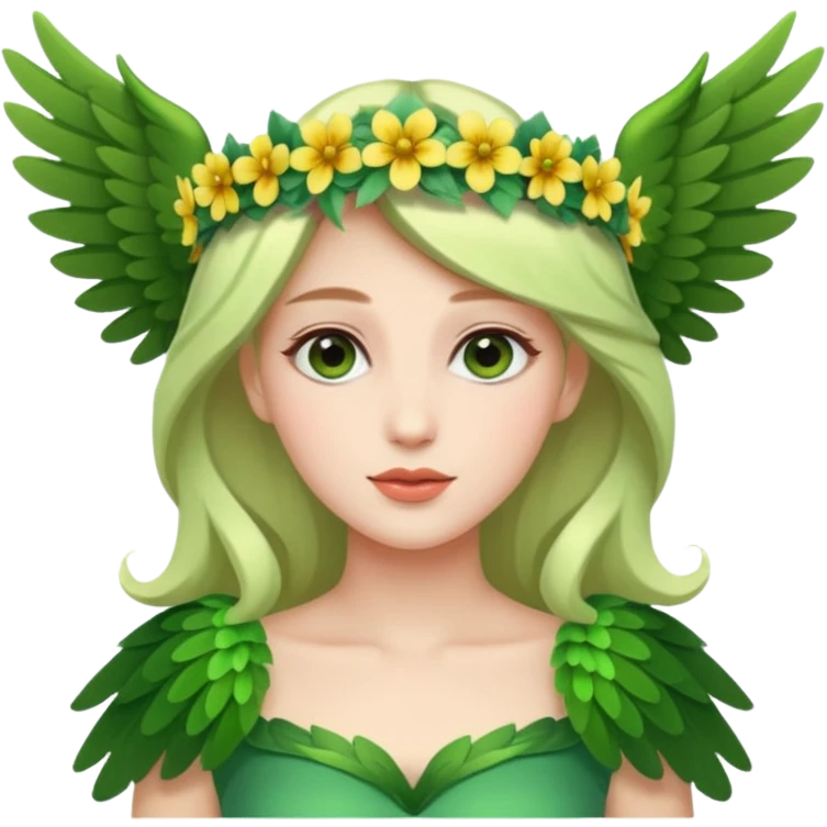 Queen of flowers – Floral crown, green wings
























 emoji