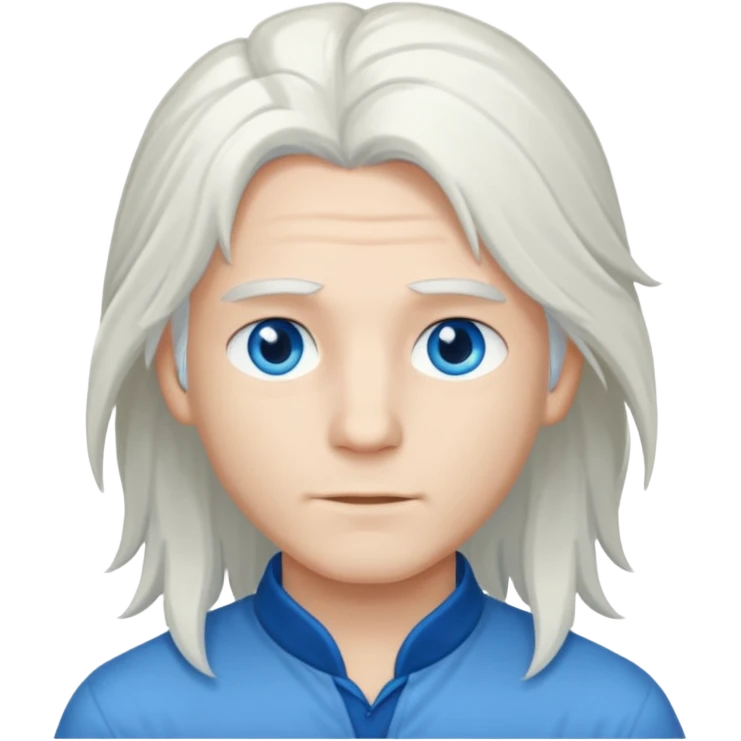 Chico con pelo largo blanco y ojos azules  emoji