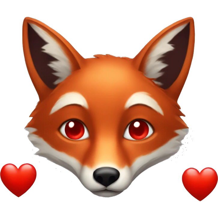 dark red fox face with tiny red heart instead of eyes emoji