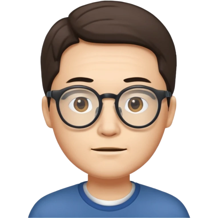 chinese white man wearing glasses with small mouth emoji