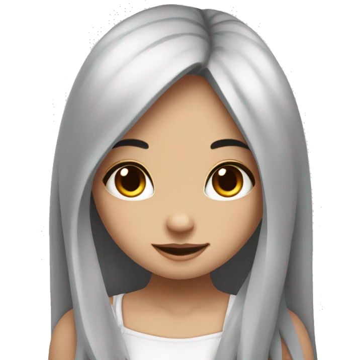 bunny girl with long black hair and brown eyes emoji