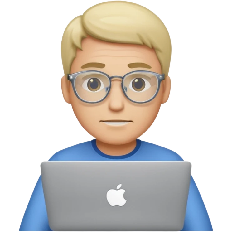 man using macbook wearing glass emoji