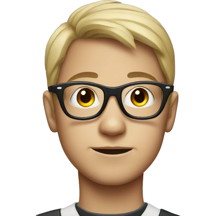 portrait of a boy with glasses in batman mask emoji