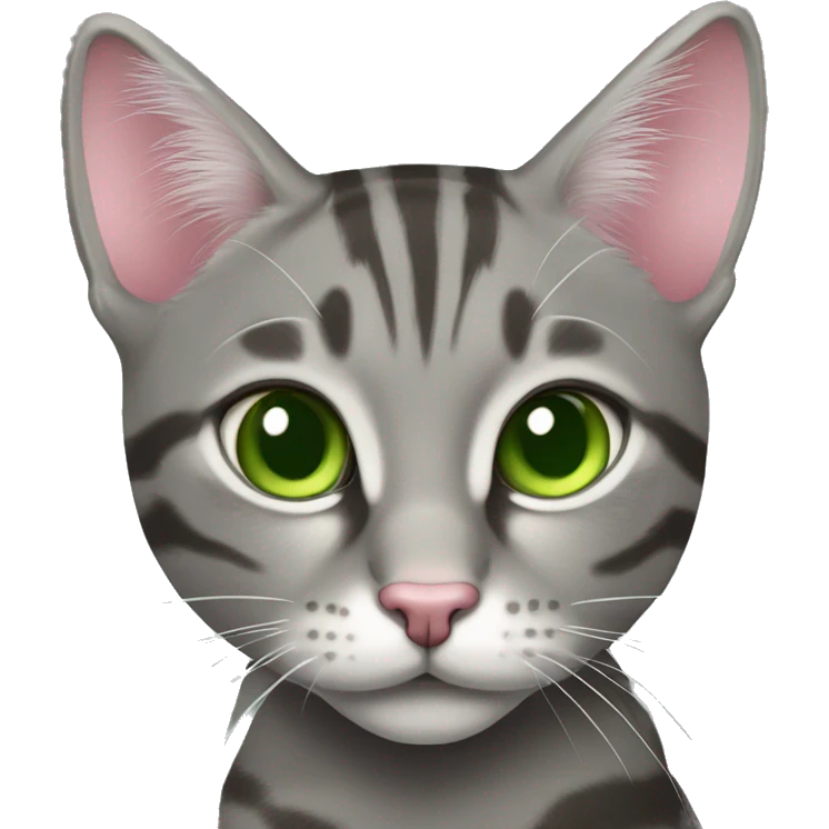 pink nosed green eyed gray tabby emoji