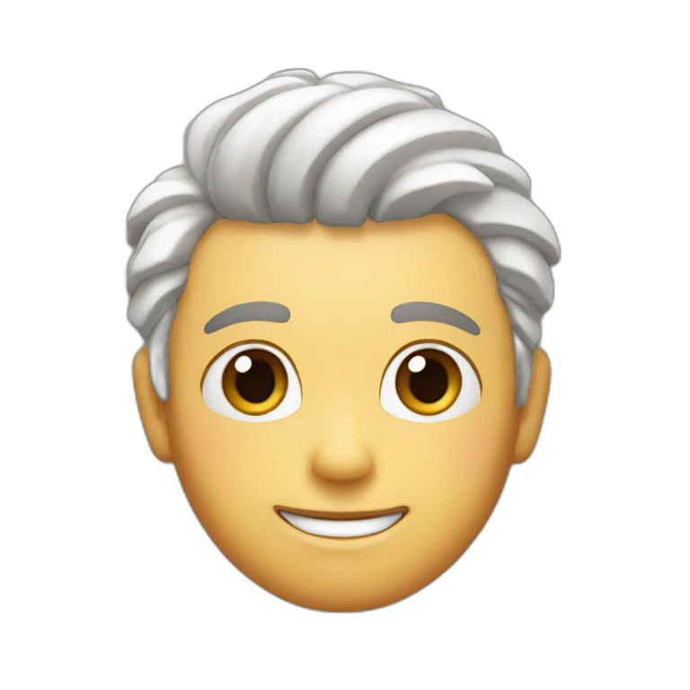 Chico con el pelo de lado color cafe y piel blanca bonito emoji