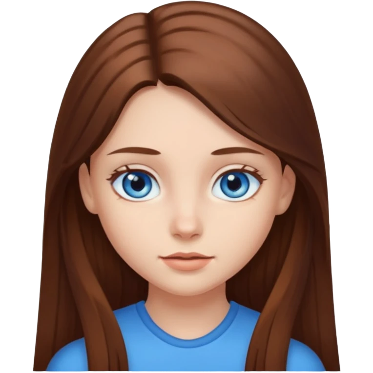 A girl with blue eyes and brown long hair emoji