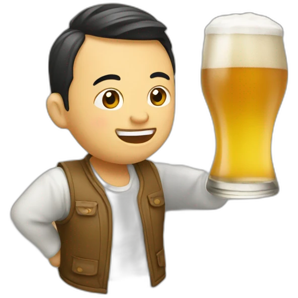 chinois qui boit de la biere emoji