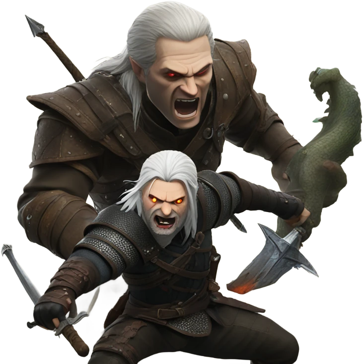 The Witcher defeating a monster emoji