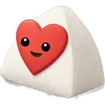 Onigiri in the shape of a heart emoji