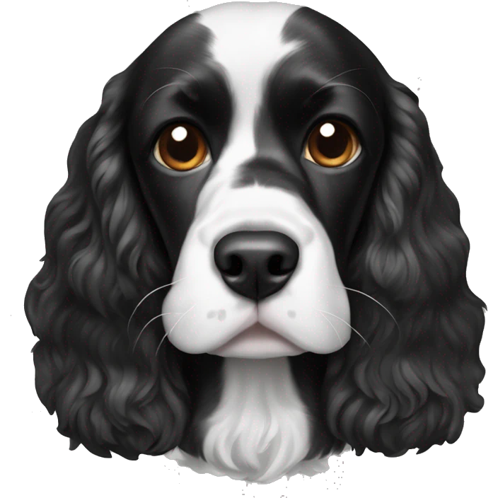 black and white cocker spaniel with nose spots emoji