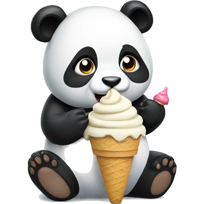 Panda eating ice cream emoji