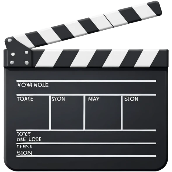 minimalist movie slate with clean lines, one diagonal stripe, geometric rectangular outline emoji