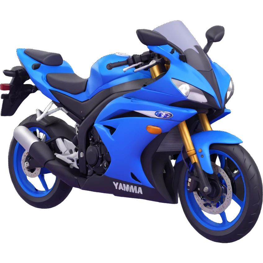 blue Yamaha R25 motorcycle front view, detailed, realistic emoji