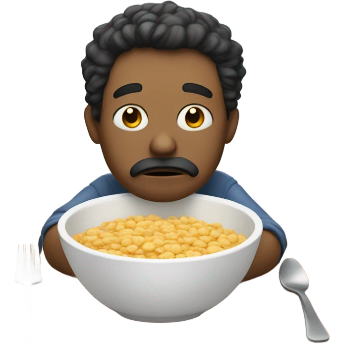 Sad person eating cereal emoji