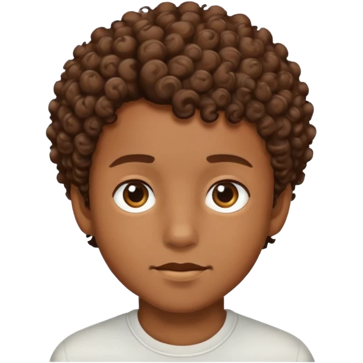 Brown, short, curly hair, boy emoji