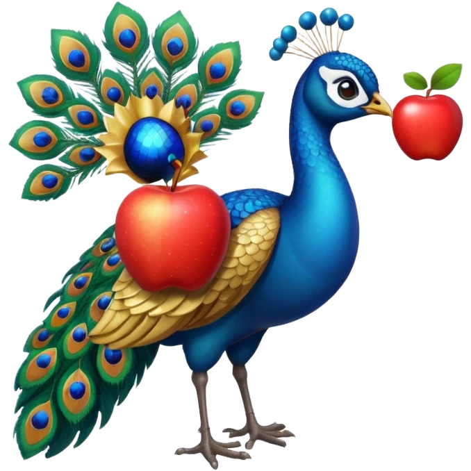Peacock eating an apple emoji