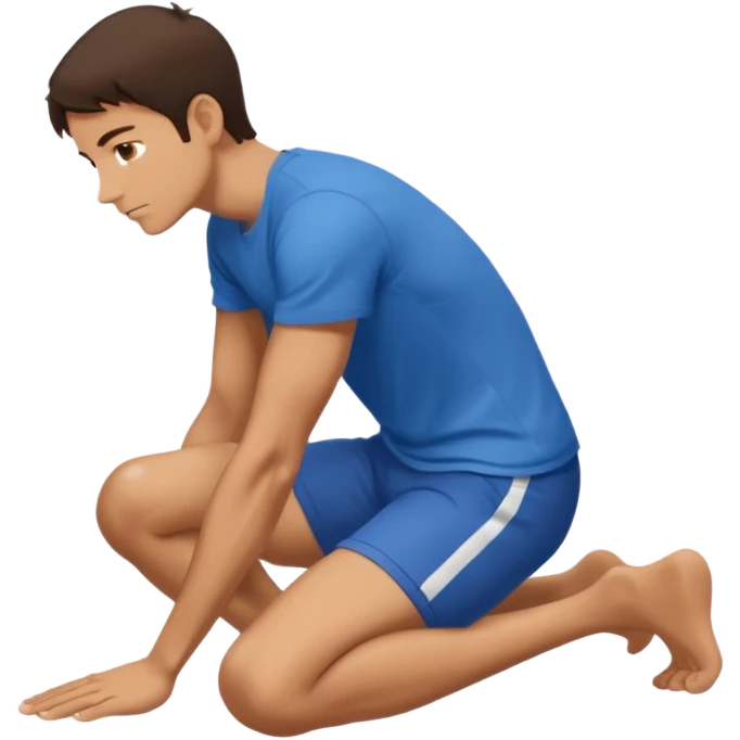 brunette man on hands and knees from the side eith both knees on the floor emoji