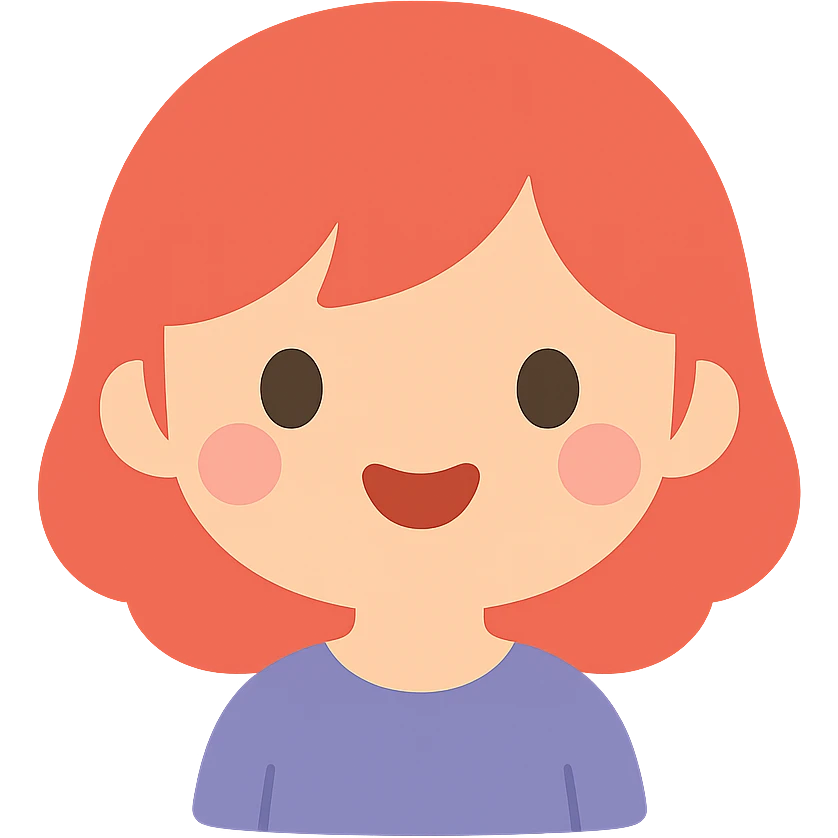 chibi character with red hair, cute expression emoji