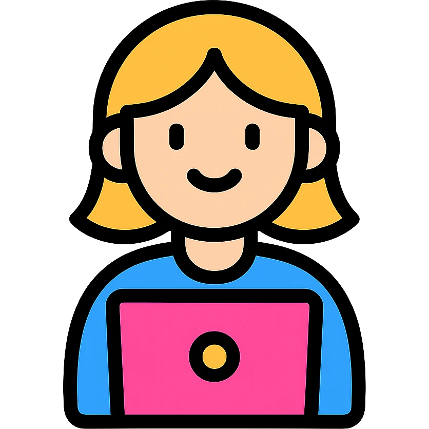 A girl with a pink laptop emoji