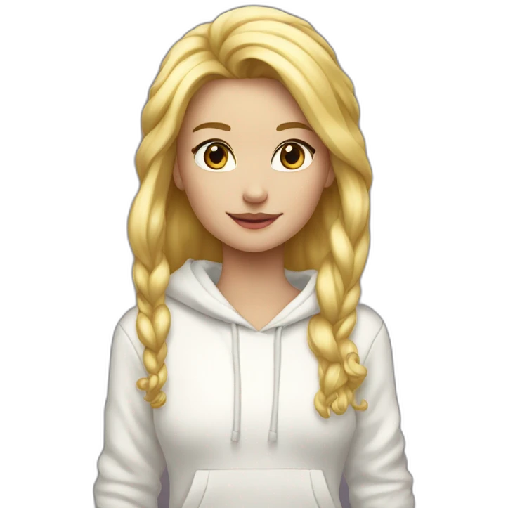 blond princess white with crown white hoodie iridescente emoji