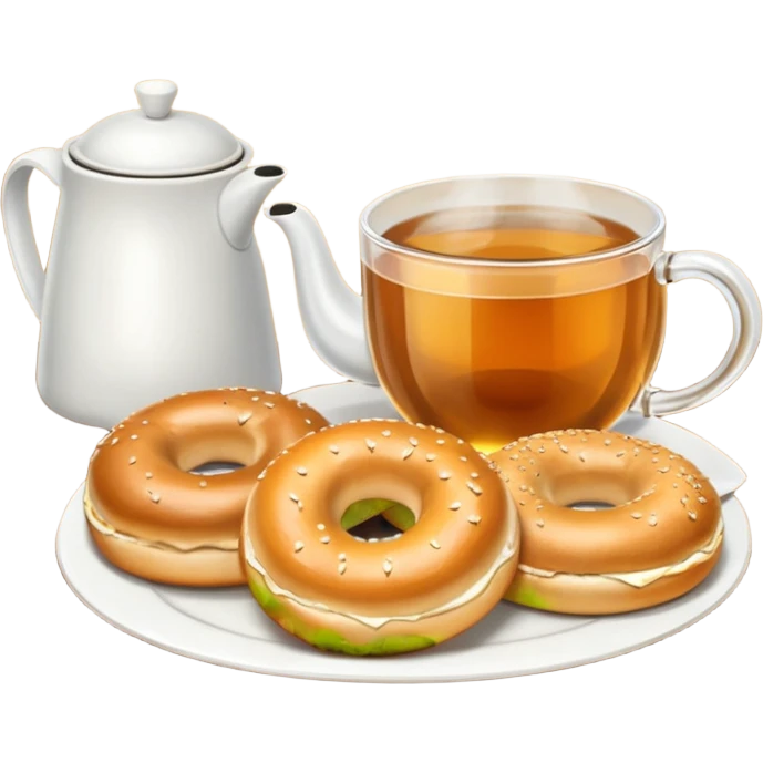 Tea and bagels emoji