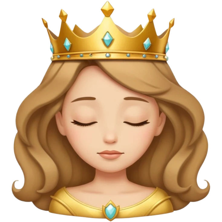 Sleeping light brown princess with crown  emoji