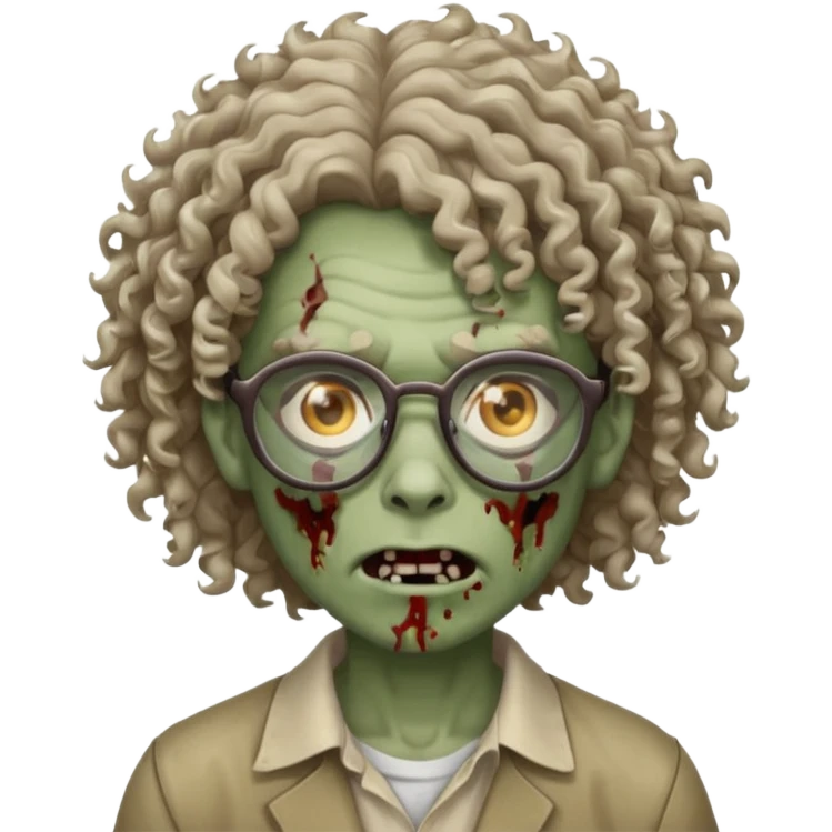 Um zombie com óculos e cabelo cacheado  emoji