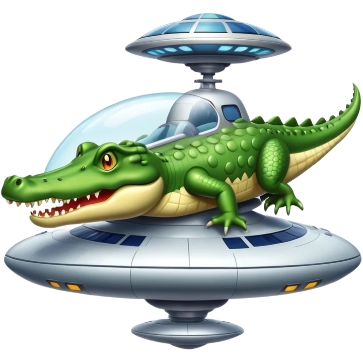 crocodile in a UFO spaceship emoji