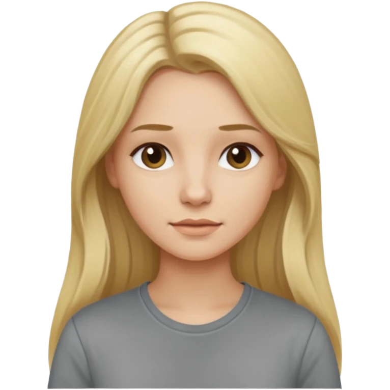 woman with long blonde hair, wear grey shirt emoji