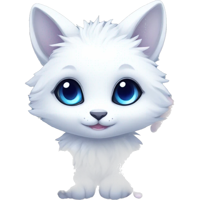 Anthro Edgy Cute Cool Kawaii gorgeous sparkly ethereal white fantasy animal creature with blue eyes furry sona with flowers and butterflies beautiful aesthetic emoji