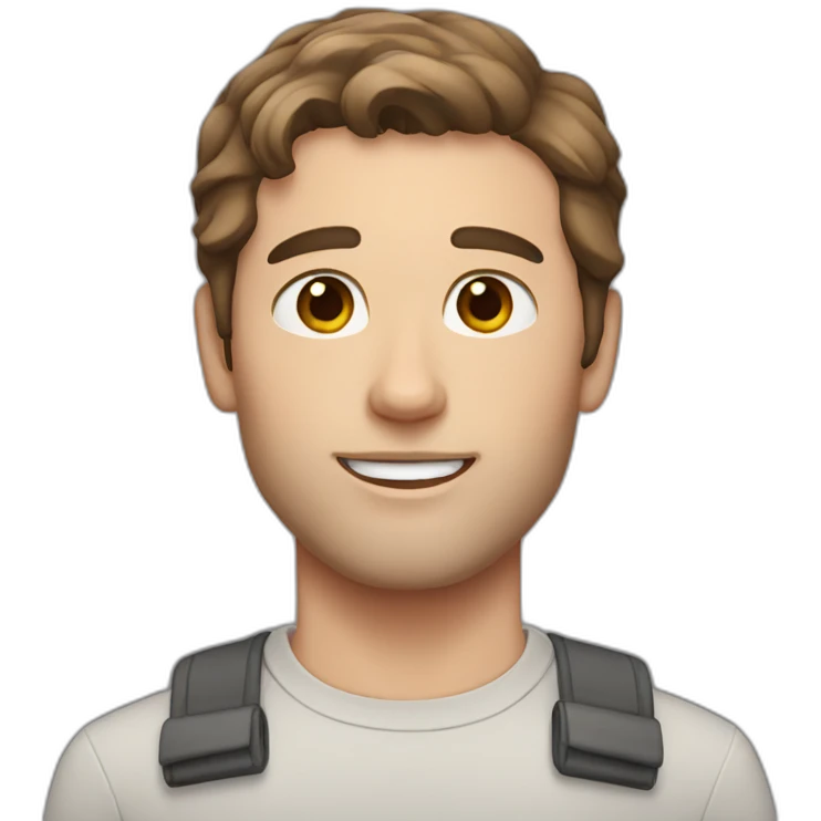 White handsome Man with brown hair and grey cat emoji