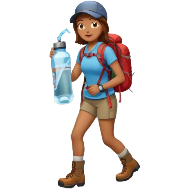 woman hiking in the woods in the sunshine brown hair emoji