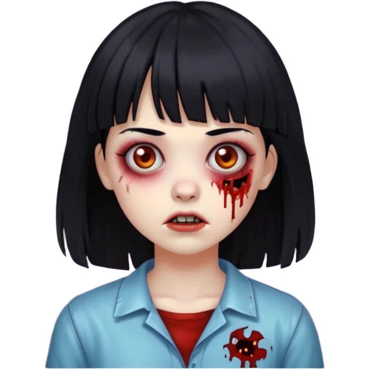 Zombie Girl, Black hair, with bangs emoji