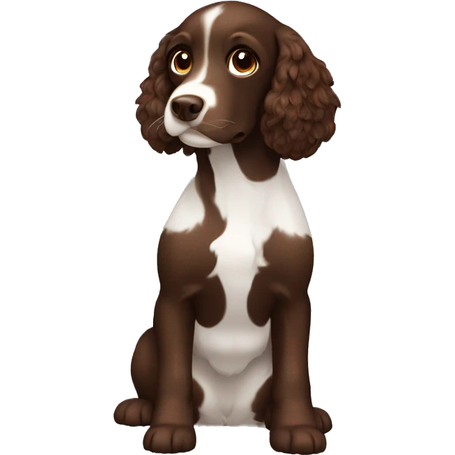 Chocolate brown spaniel with white flash emoji
