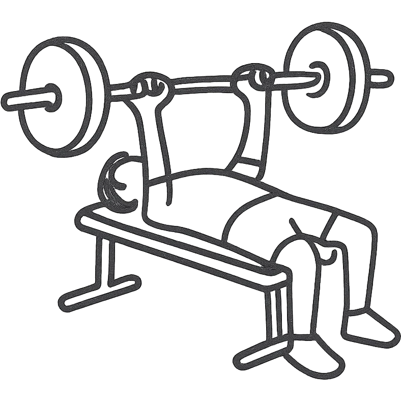 man doing bench press, hand-drawn black outline style emoji