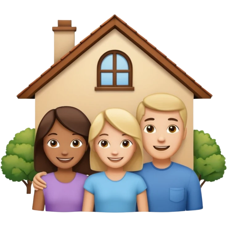 family of 4 inside a house outline emoji