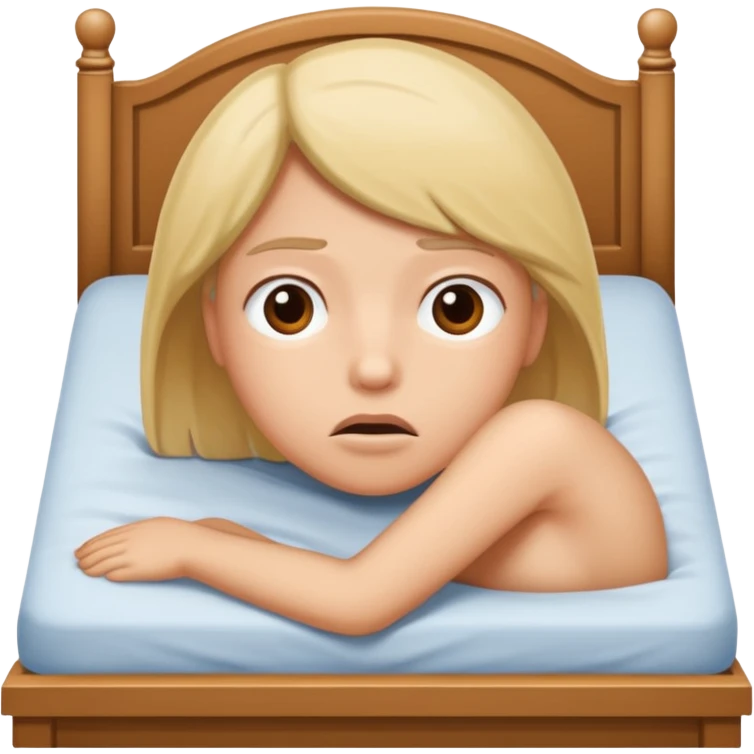 lie down on bed to sleep, but hungry emoji