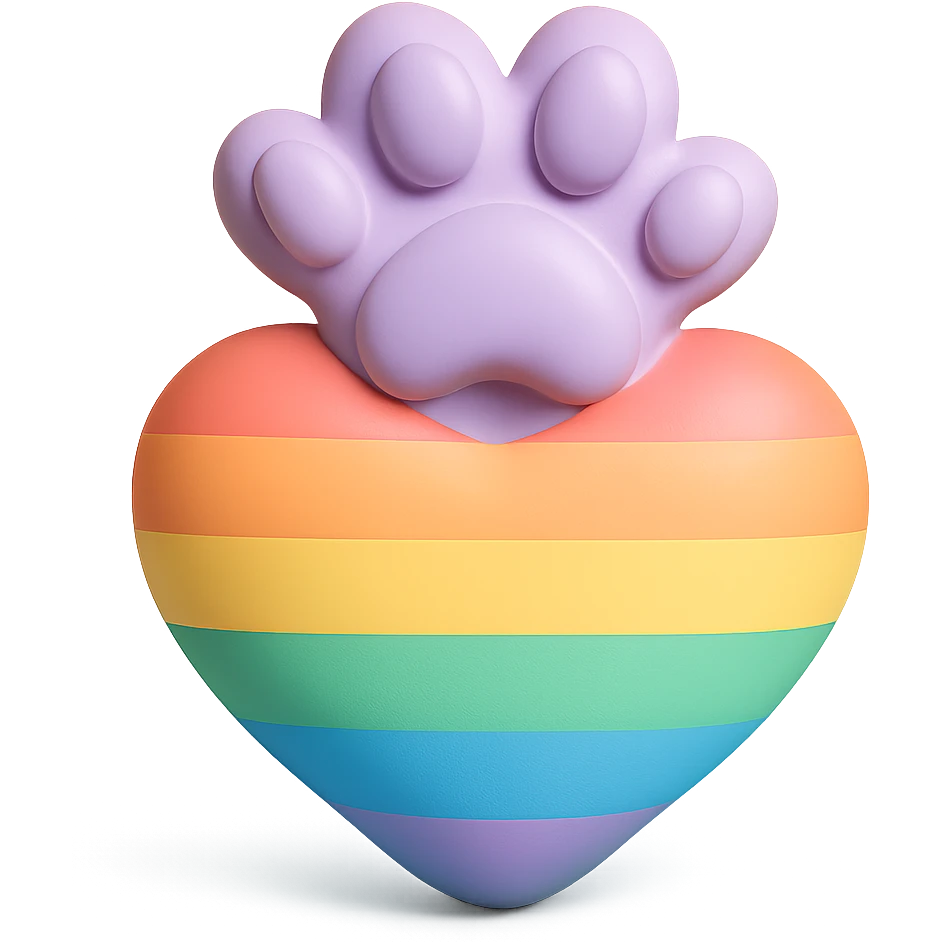 rainbow pride heart with a paw print on top, no text emoji