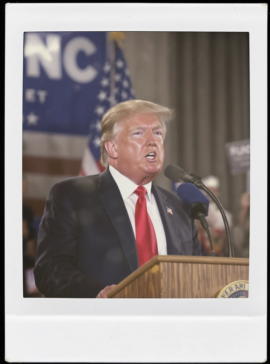 Donald Trump speaking at a rally emoji