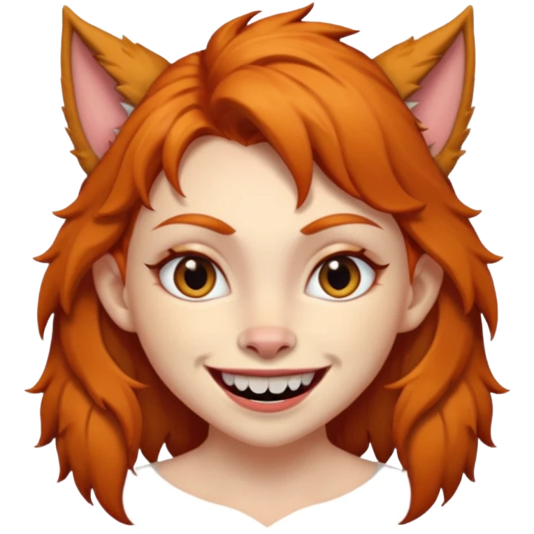 Werewolf ginger girl with a smile emoji